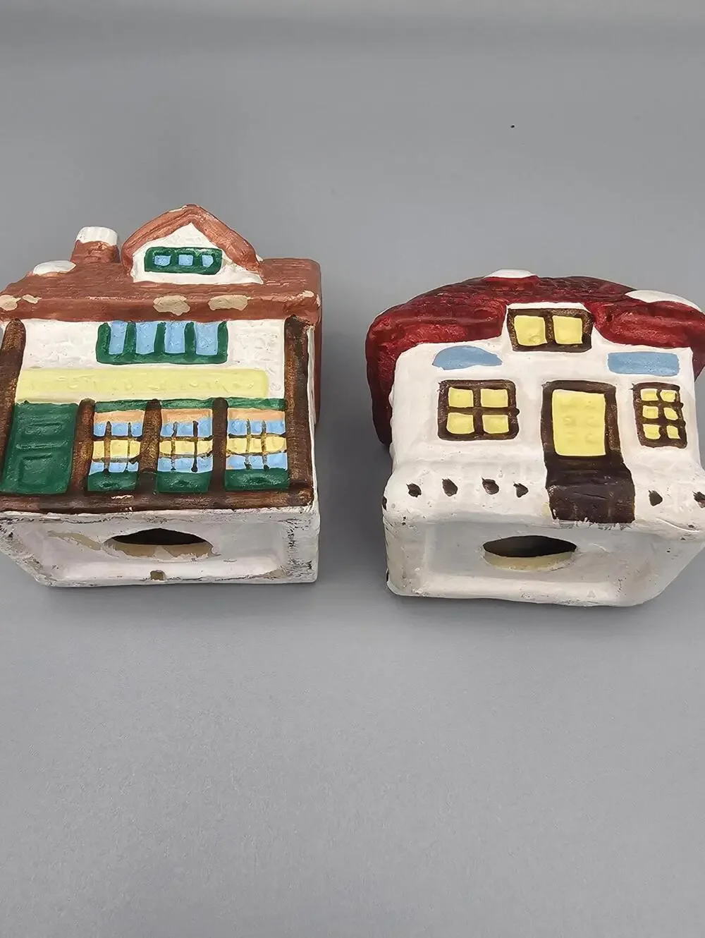 Ceramic Cottage House Salt and Pepper Shakers Set